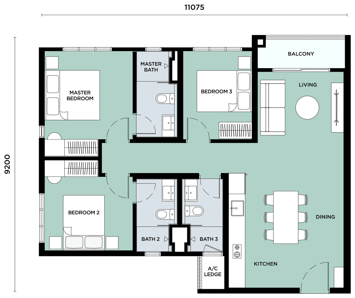 Type C β 975 sqft