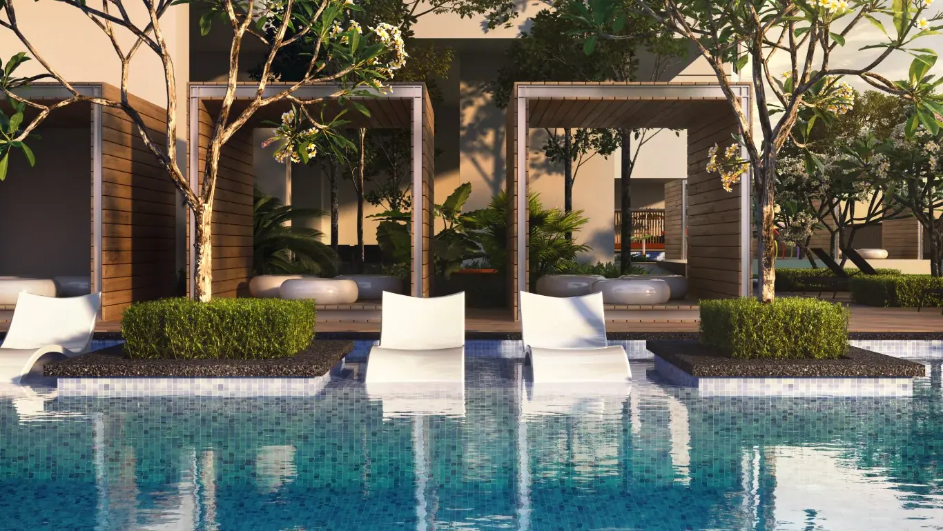 Clarissa Serviced Suites pool cabanas