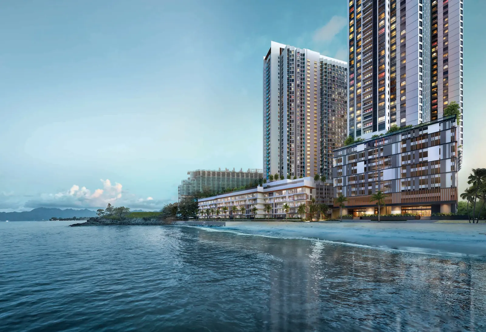 Clarissa Serviced Suites tower facade from the sea