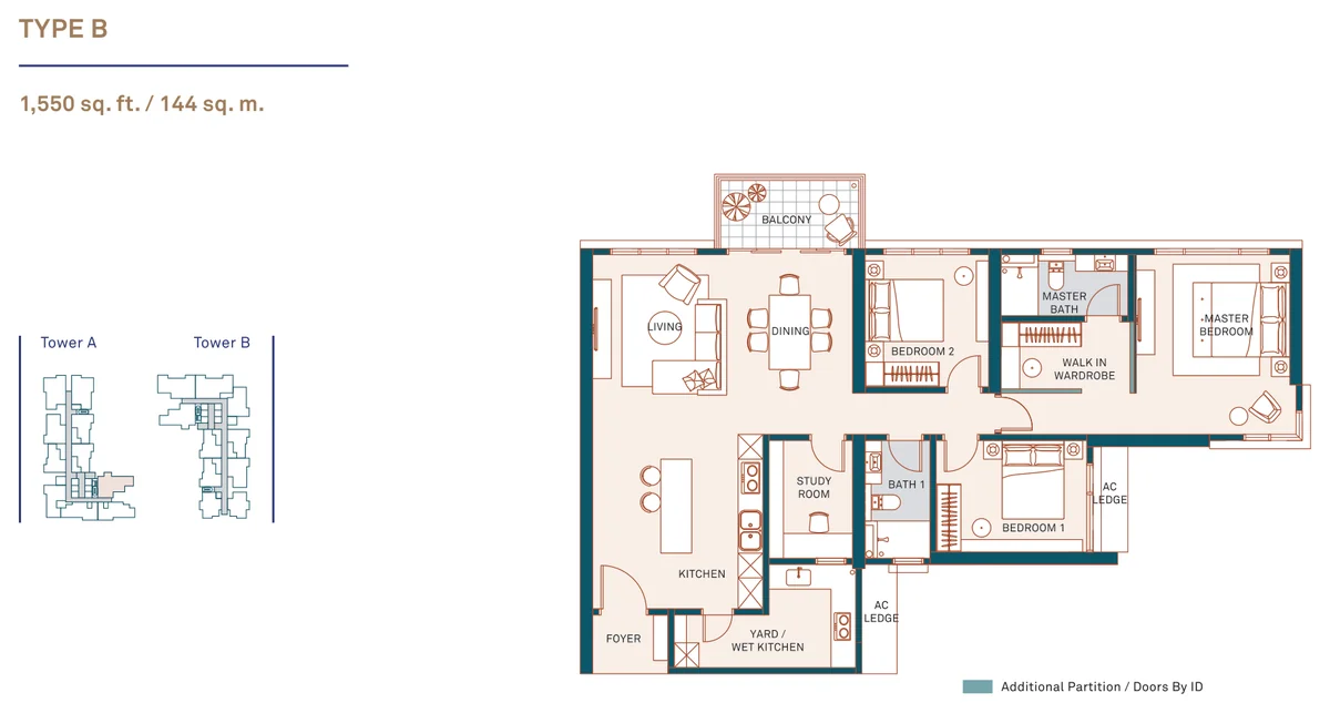 Type B — 1,550 sqft