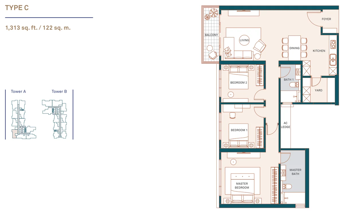 Type C — 1,313 sqft
