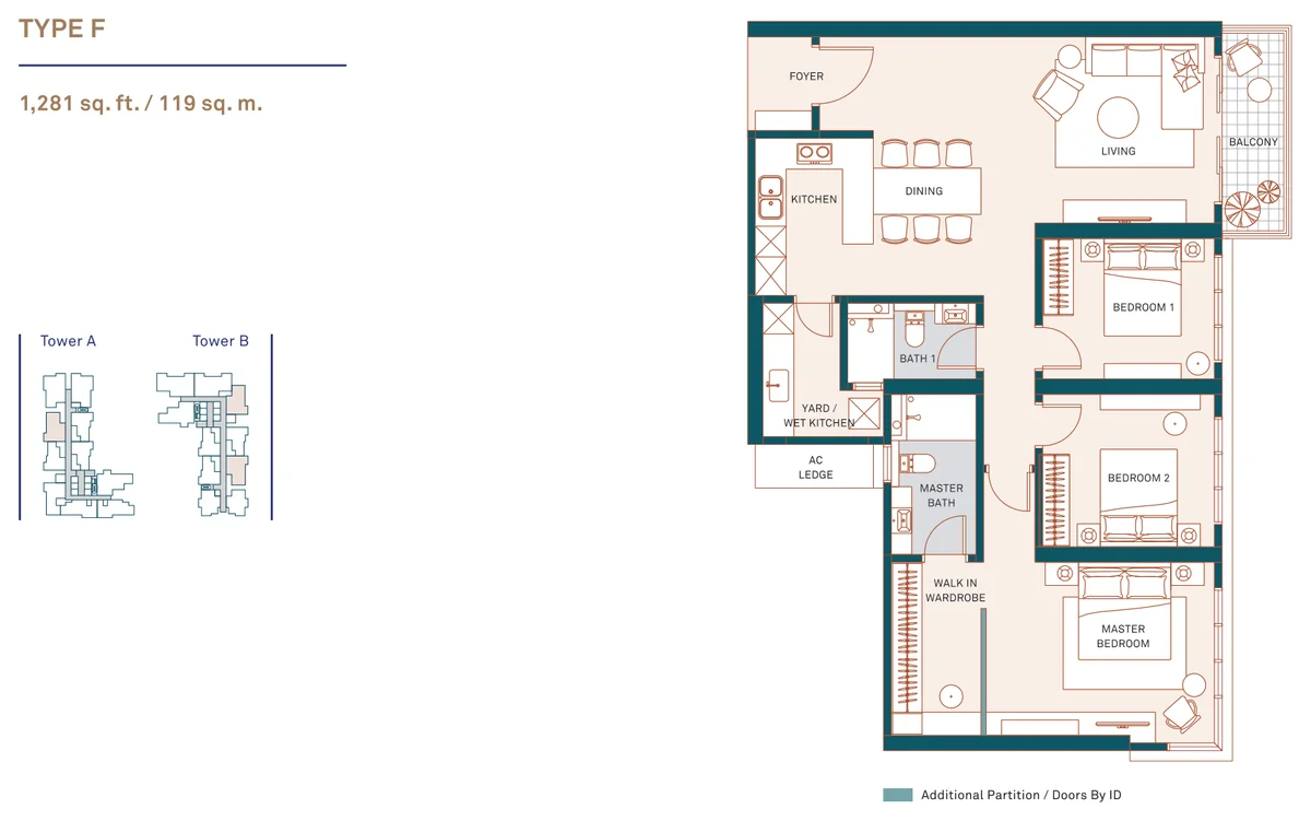 Type F — 1,281 sqft