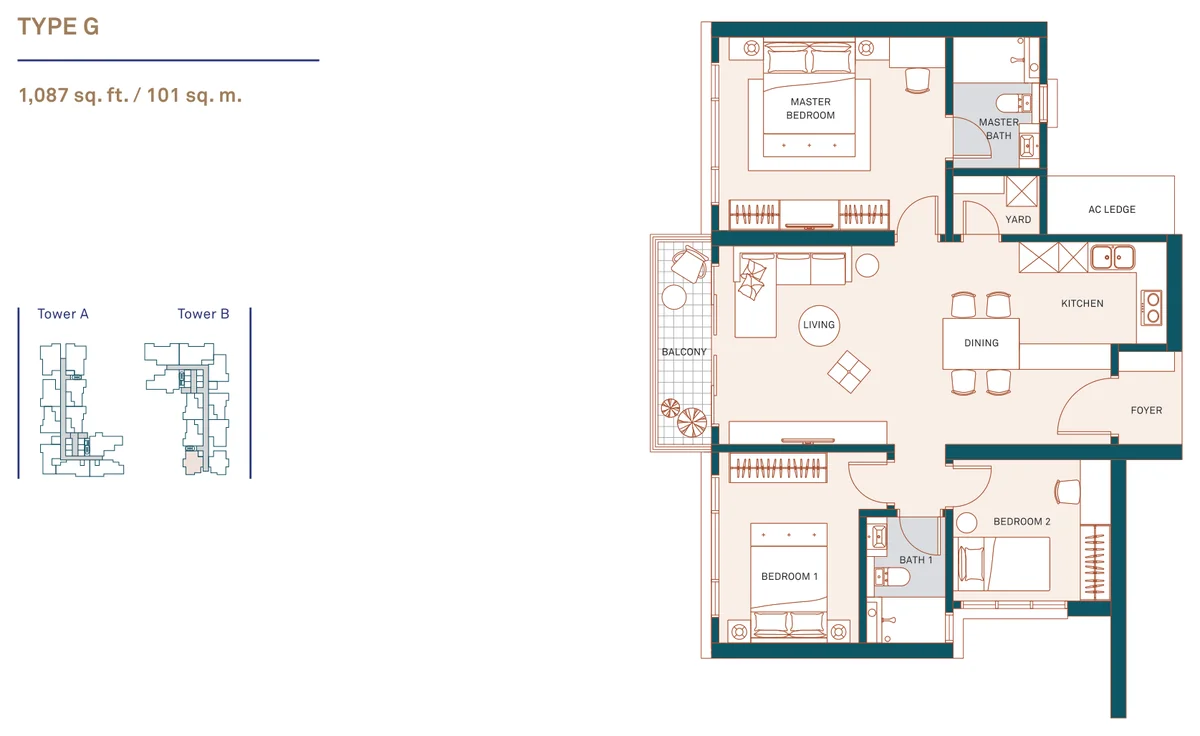 Type G — 1,087 sqft