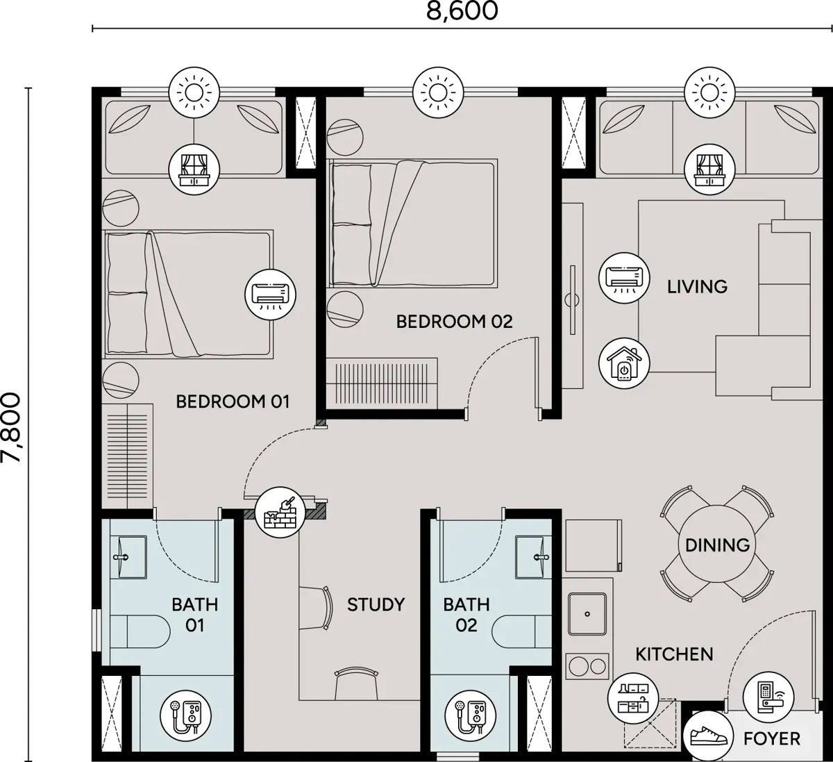Type B2 — 722 sqft