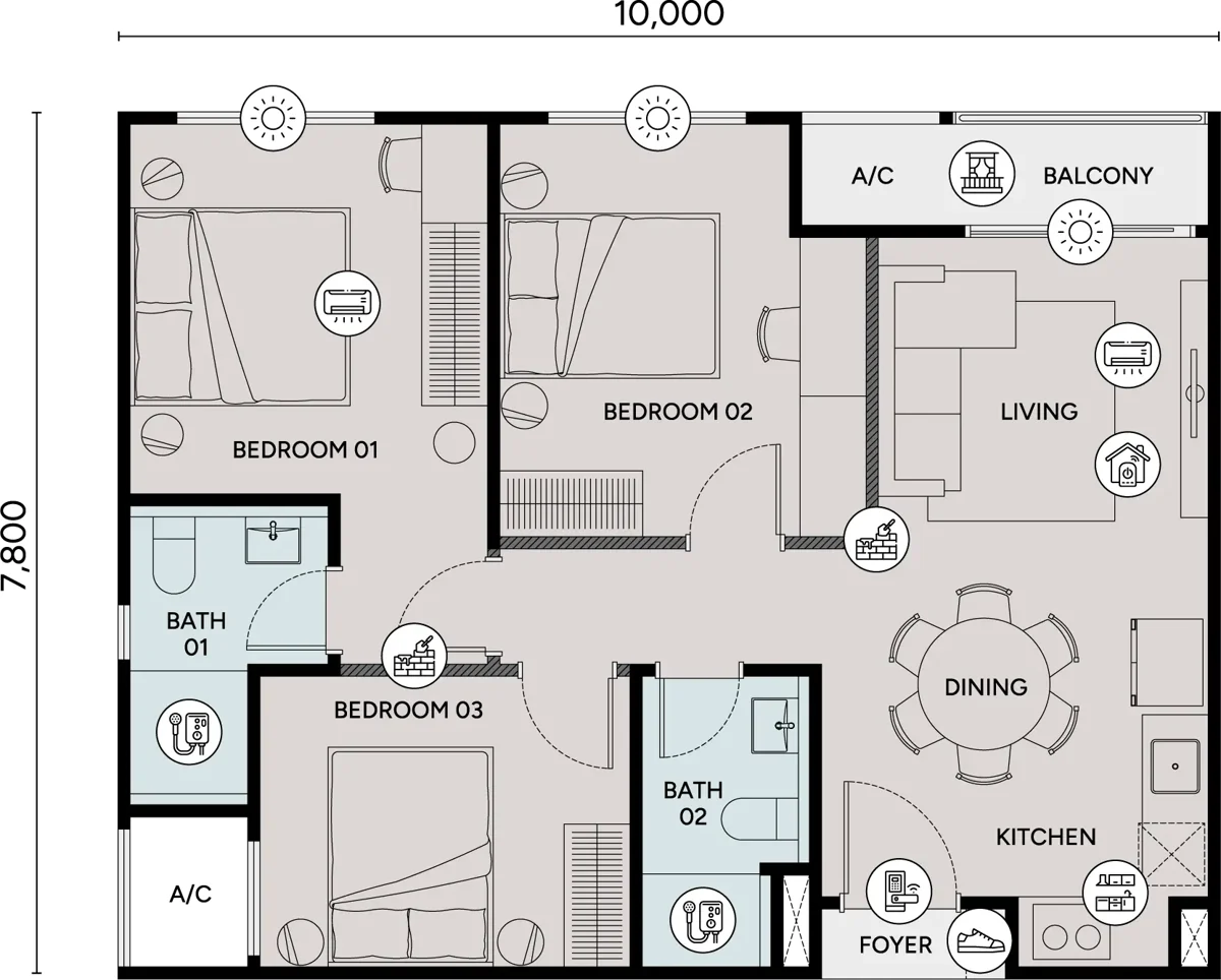Type C — 840 sqft