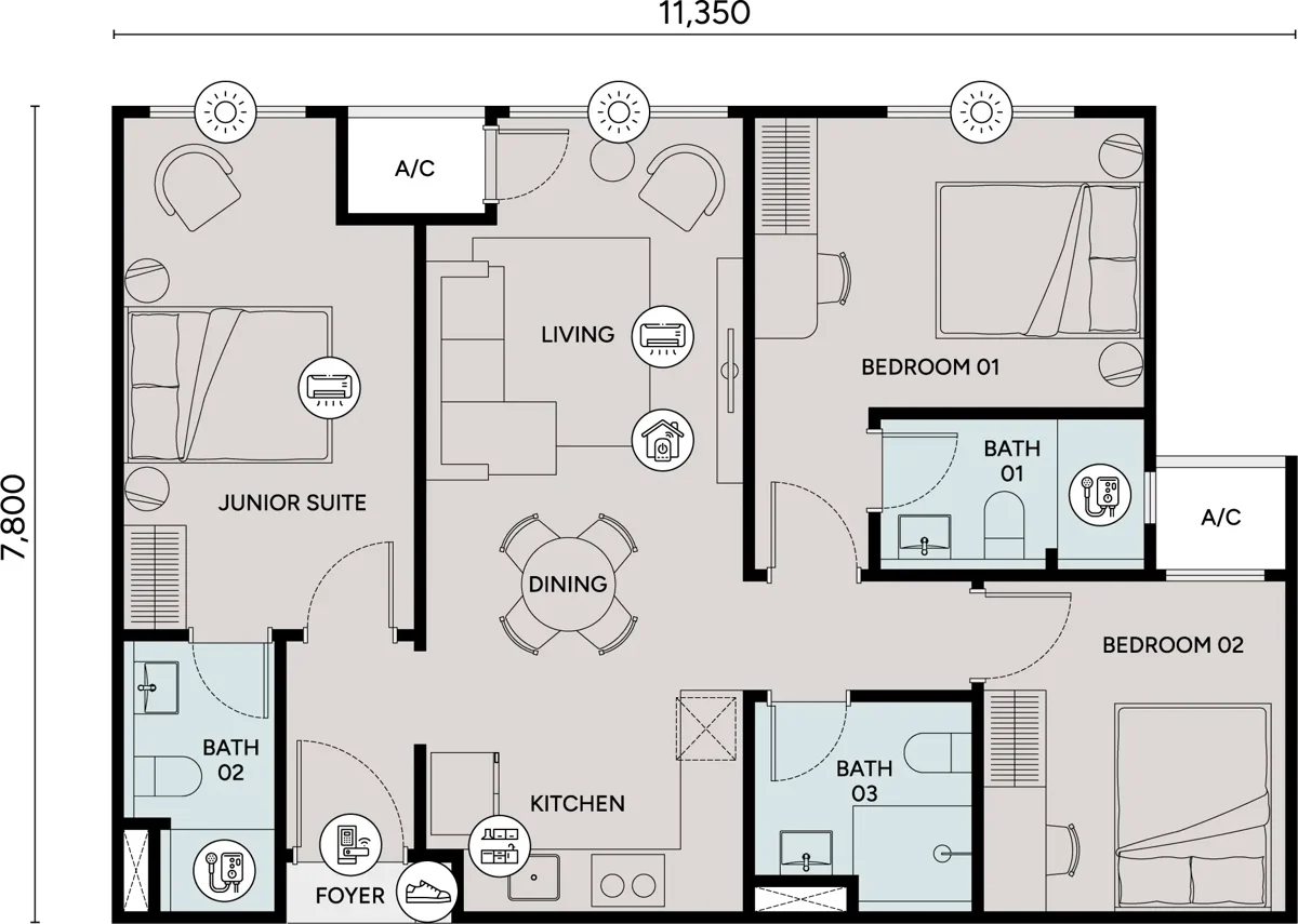 Type C1 — 902 sqft