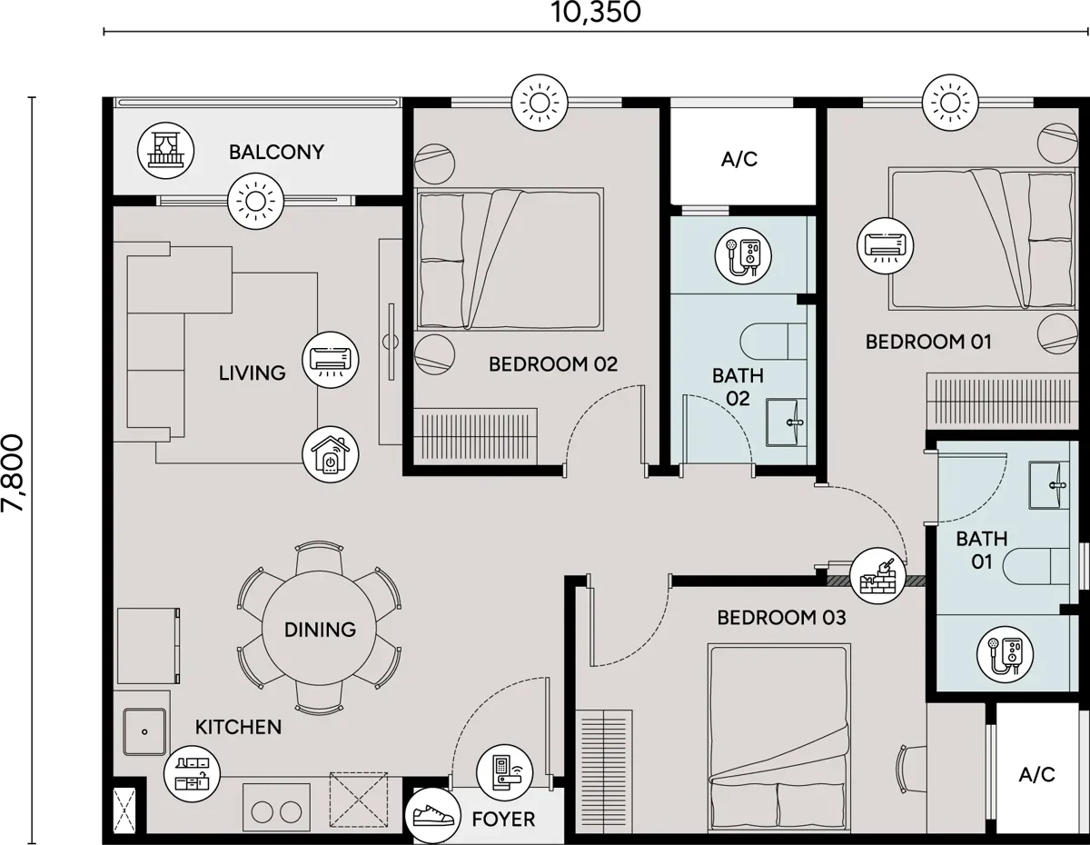 Type C2 — 869 sqft