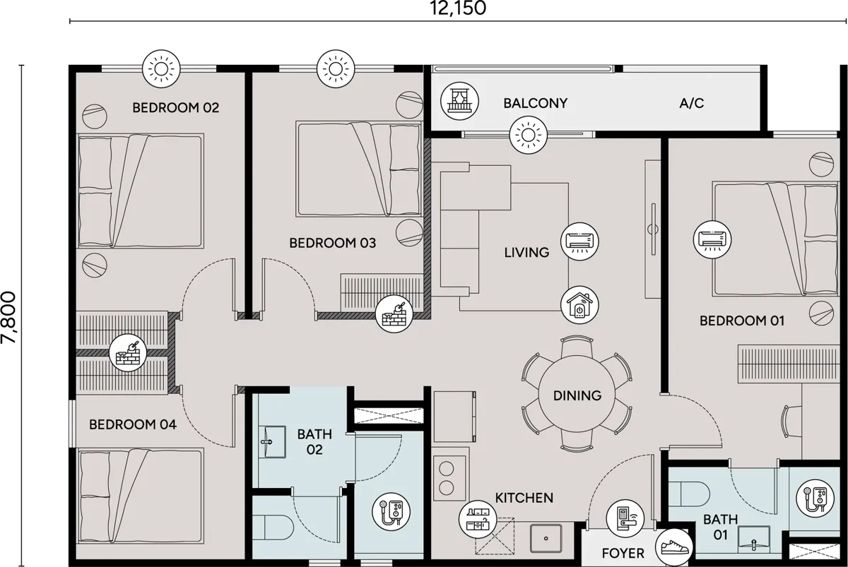 Type D — 1006 sqft