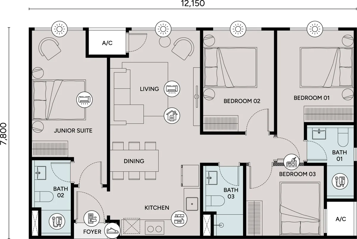 Type D1 — 1020 sqft