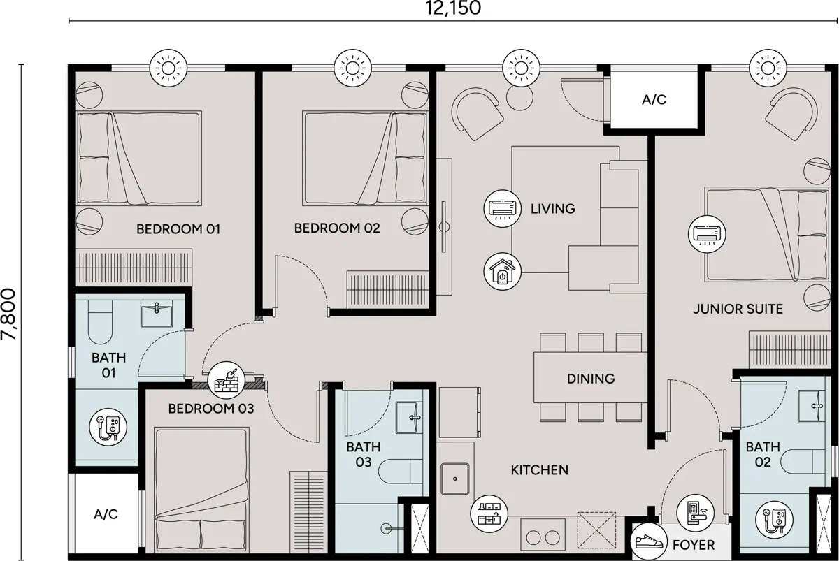Type D2 — 1020 sqft