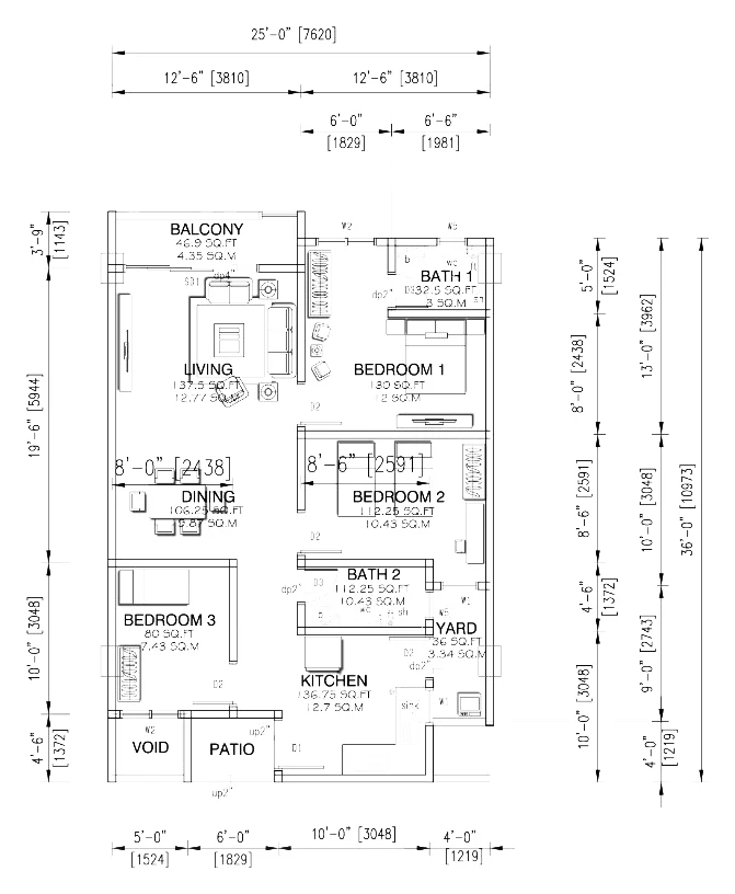 Type A — 872-893 sqft