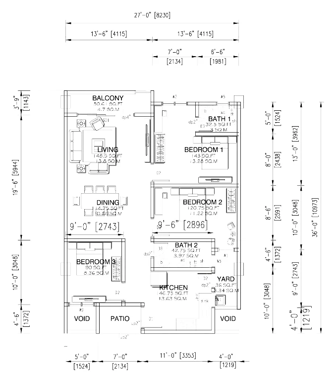Type B2 — 958 sqft