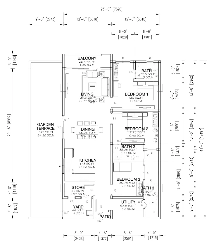 Type C1 — 1367 sqft