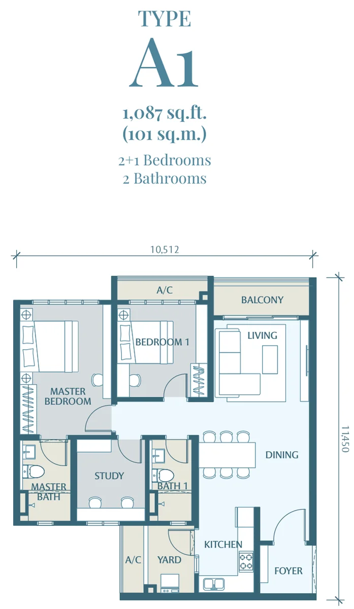 Type A1 — 1,087 sqft