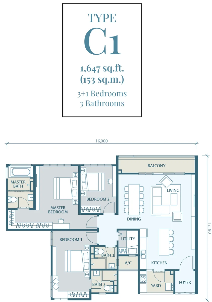 Type C1 — 1,647 sqft