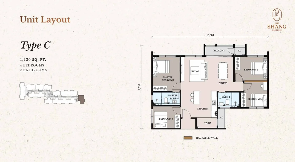 Type C β 1130 sqft