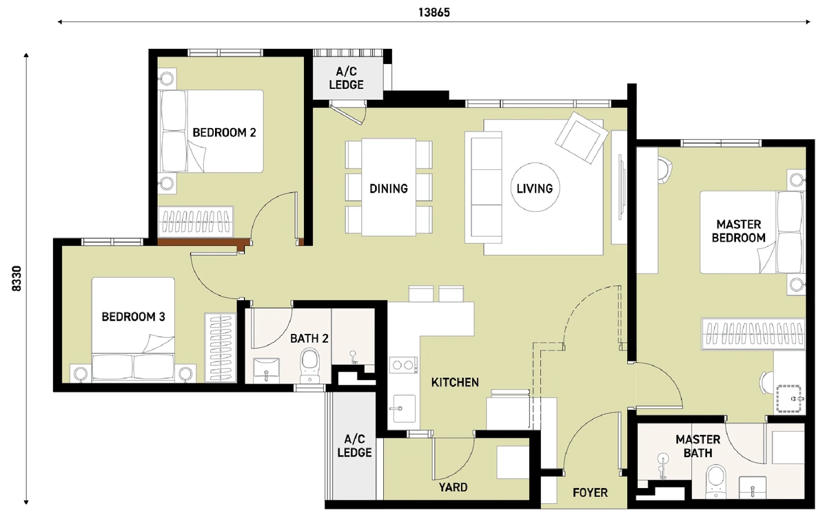 Type B — 920 sqft