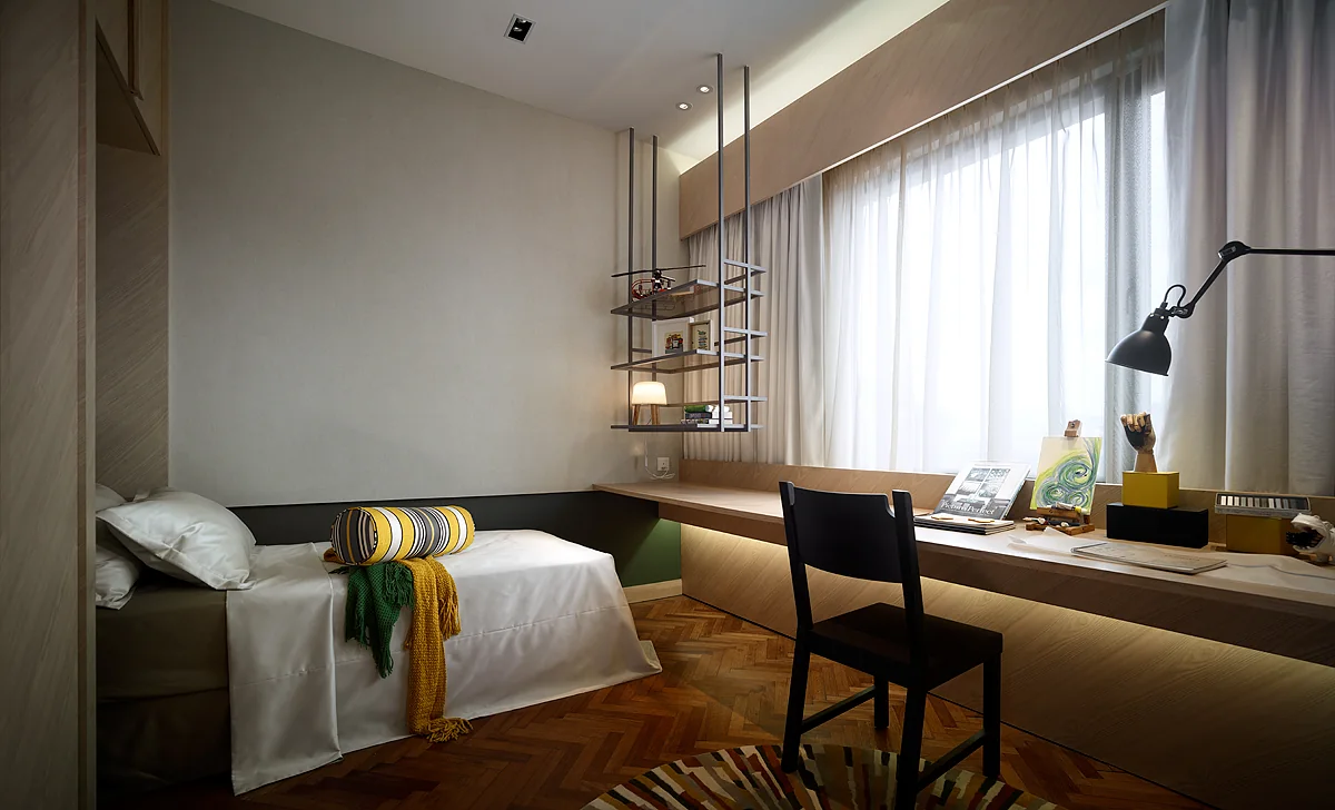 Vilaris Courtyard Homes bedroom with study desk